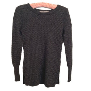 Athleta Womens  Cypress Wool Blend Sweater Gray Pullover Basketweave